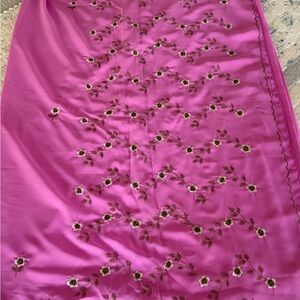 Pink Embroidered georgette saree